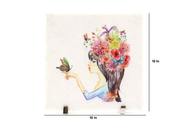 Girl with flowers Mable Table Decor Item
