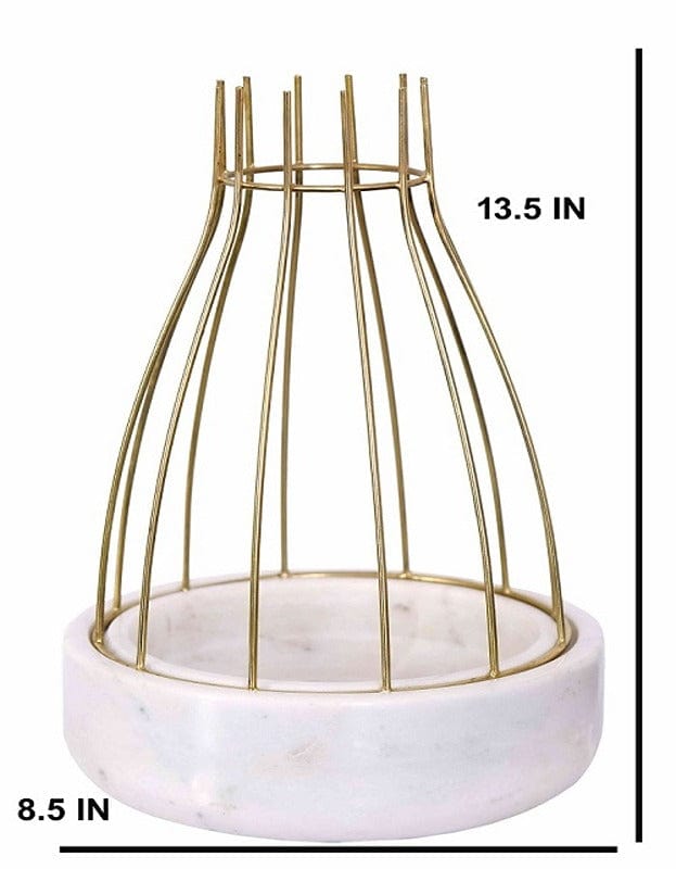 White Marble Base with Copper Metal Web Planter