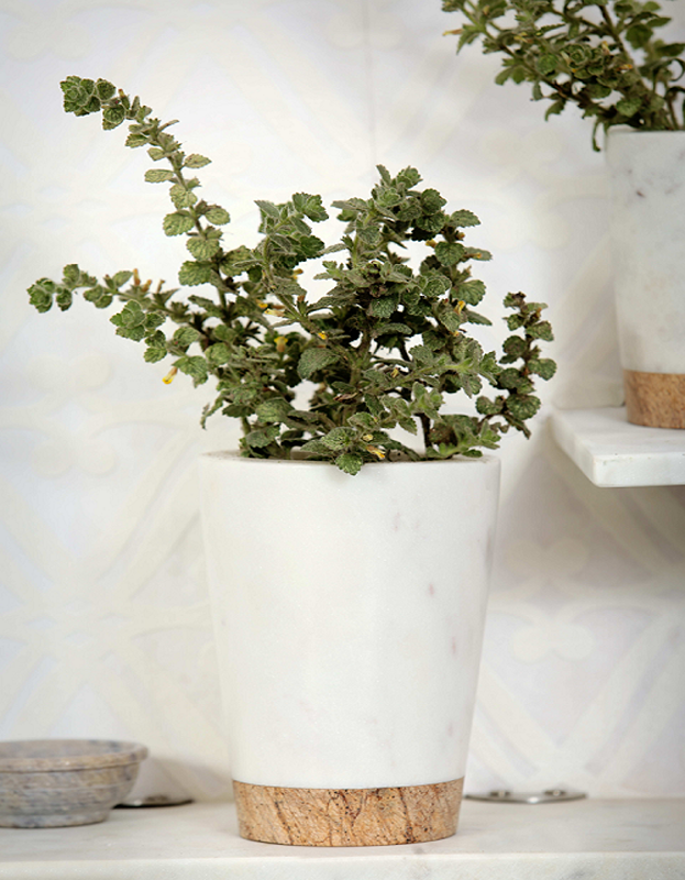 Big White and Brown Glass Marble Planter