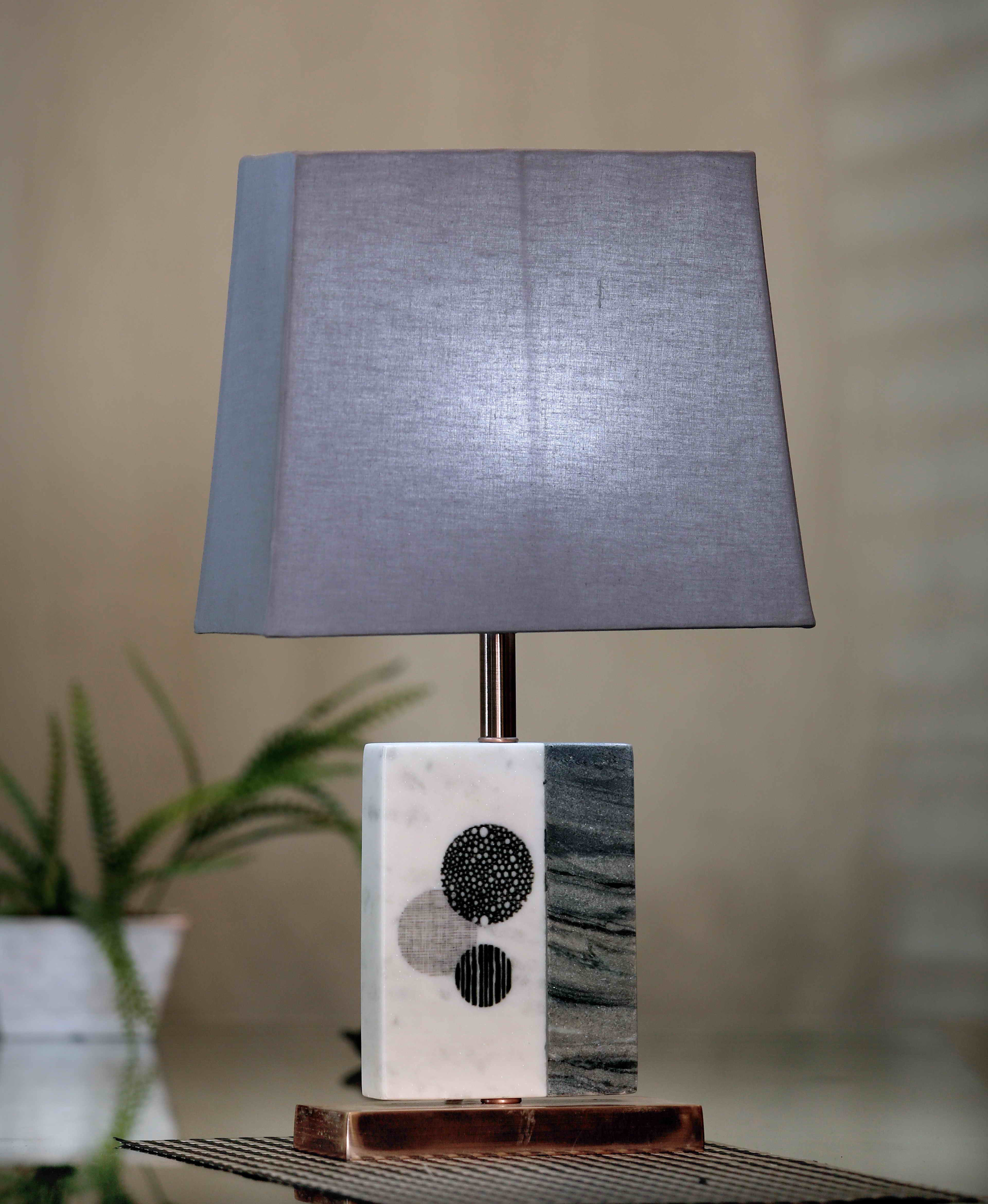Black and White Marble Table Lamp Grey Brass Base