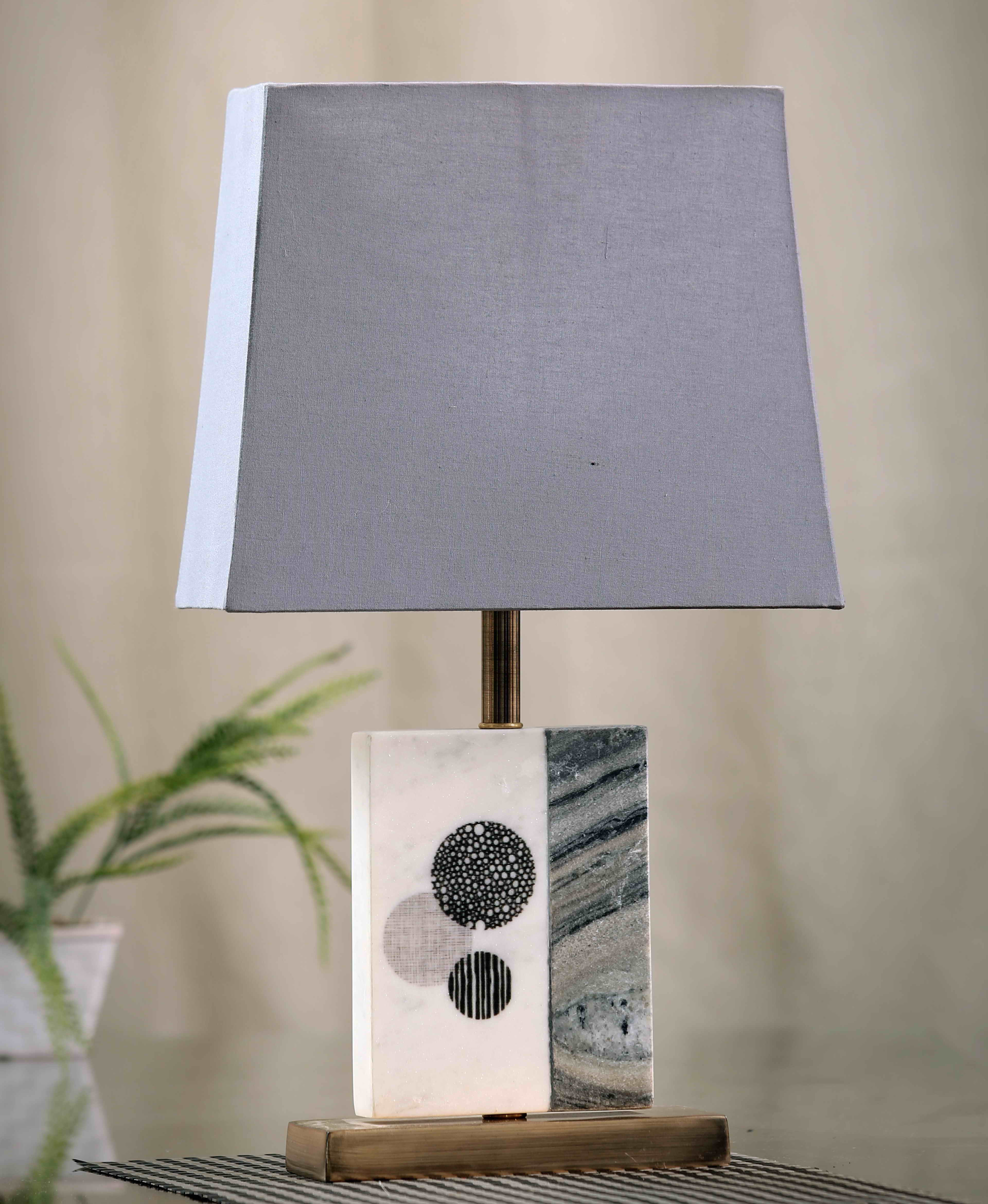 Black and White Marble Table Lamp Grey Copper Base