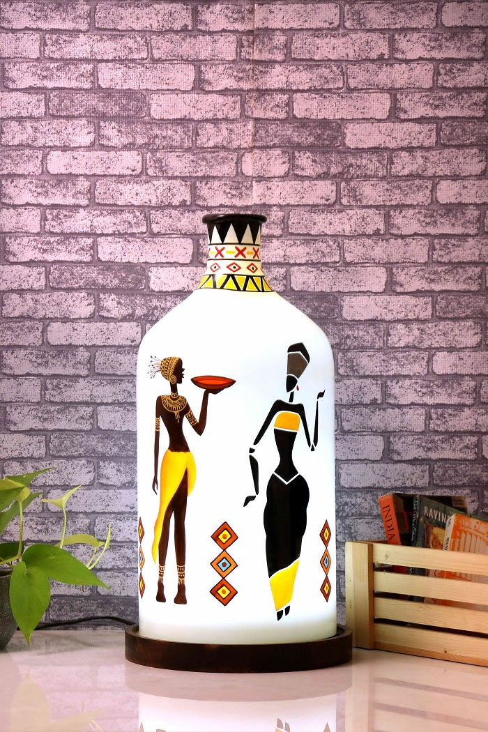 Hand Painted Laurentia White Glass Shade Table Lamp