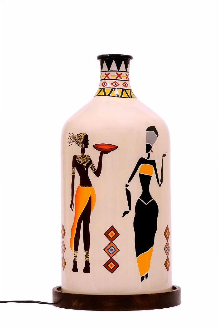 Hand Painted Laurentia White Glass Shade Table Lamp