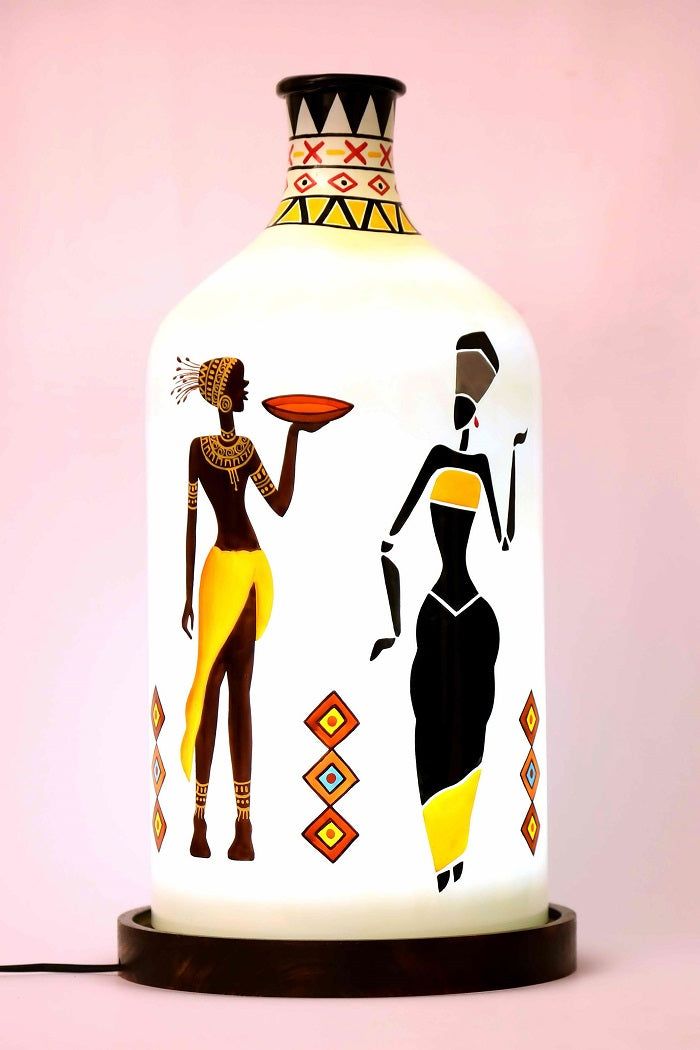 Hand Painted Laurentia White Glass Shade Table Lamp