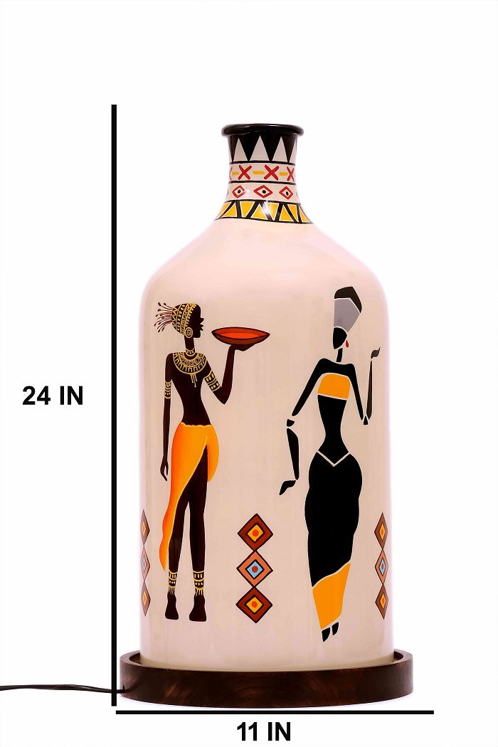Hand Painted Laurentia White Glass Shade Table Lamp