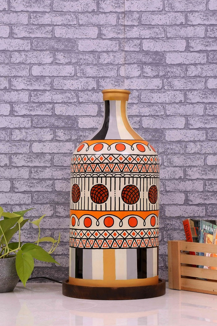 Stripe-it-out Hand Painted Glass Shade Table lamp