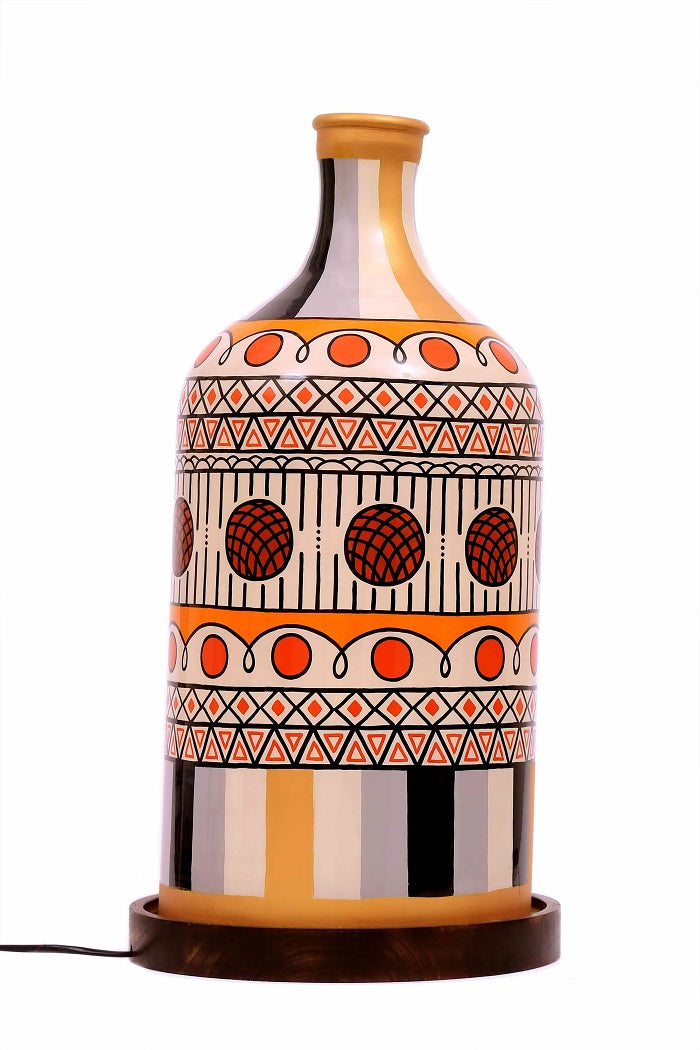 Stripe-it-out Hand Painted Glass Shade Table lamp