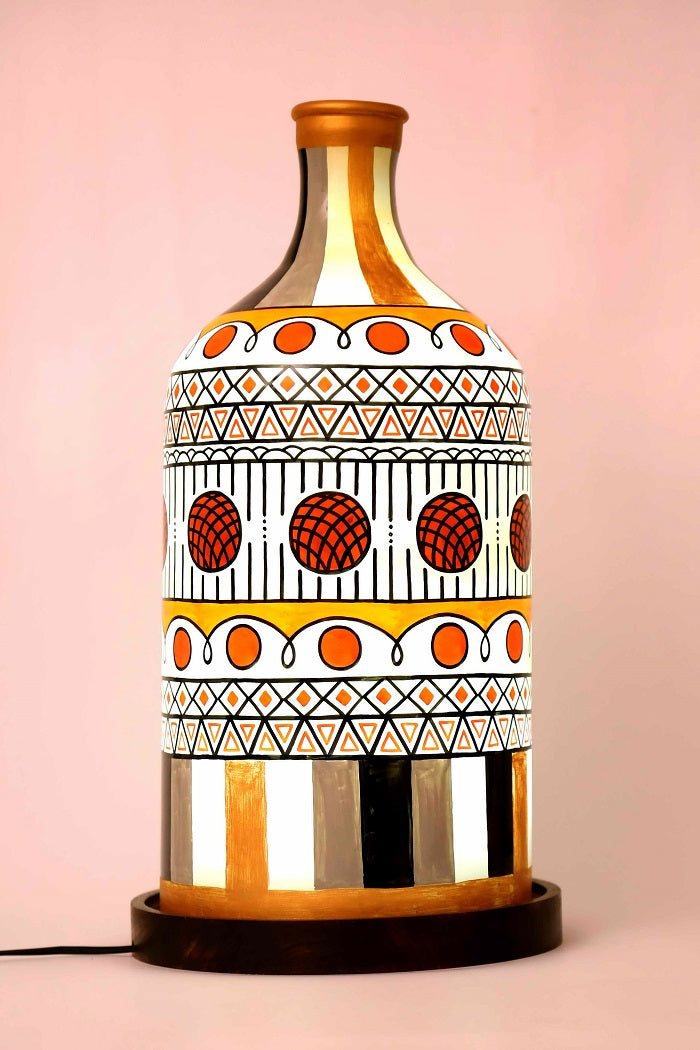 Stripe-it-out Hand Painted Glass Shade Table lamp