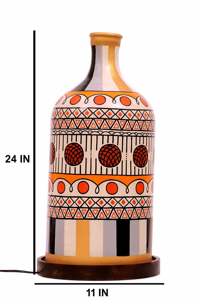 Stripe-it-out Hand Painted Glass Shade Table lamp