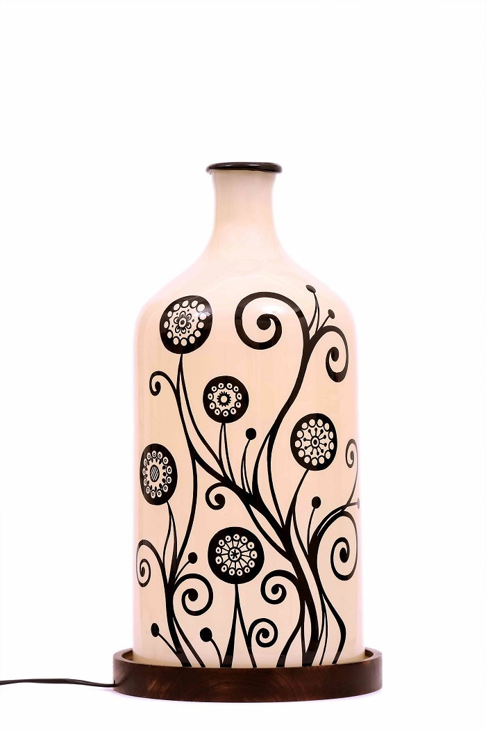 Contemporary Art Hand Painted Glass Shade Table Lamp