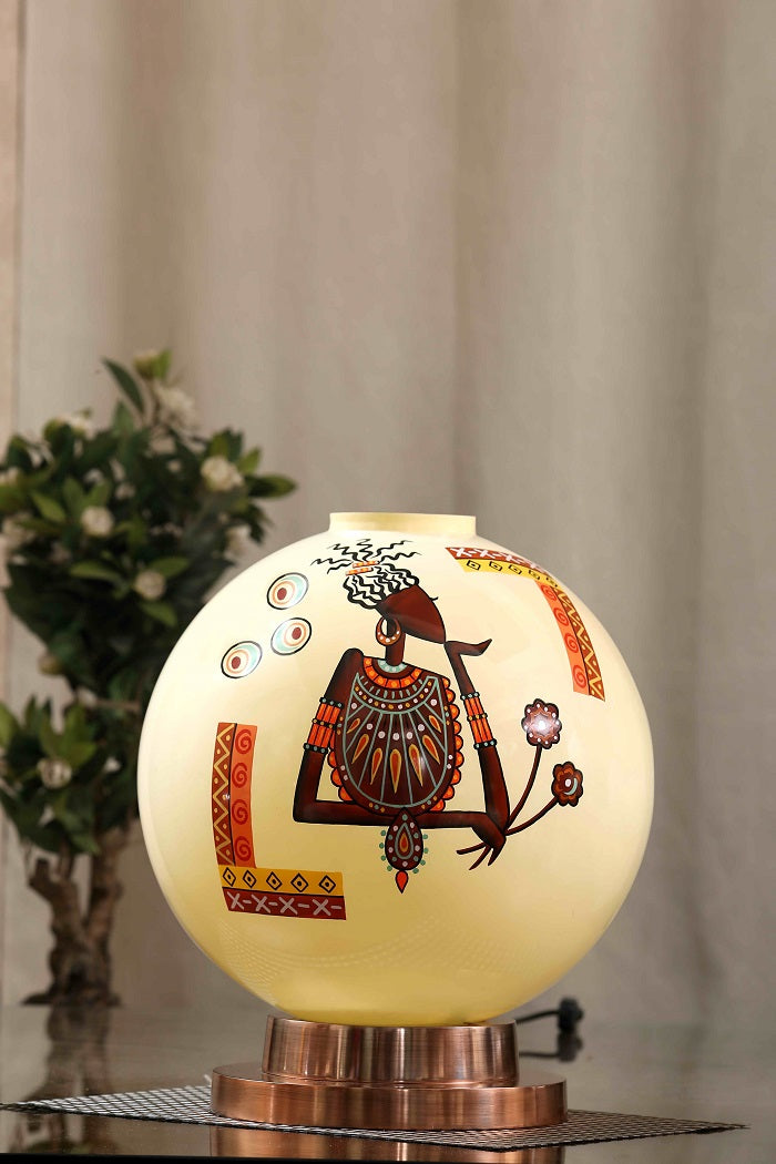 Belle Lady Globe Table Lamp with Copper Antique Finish Metal Base Default Title