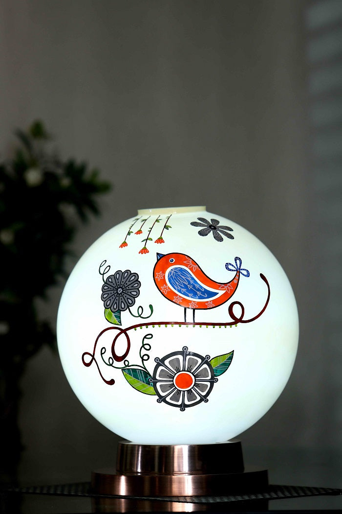 Tweet it Globe Table Lamp with Copper Antique Finish Metal Base