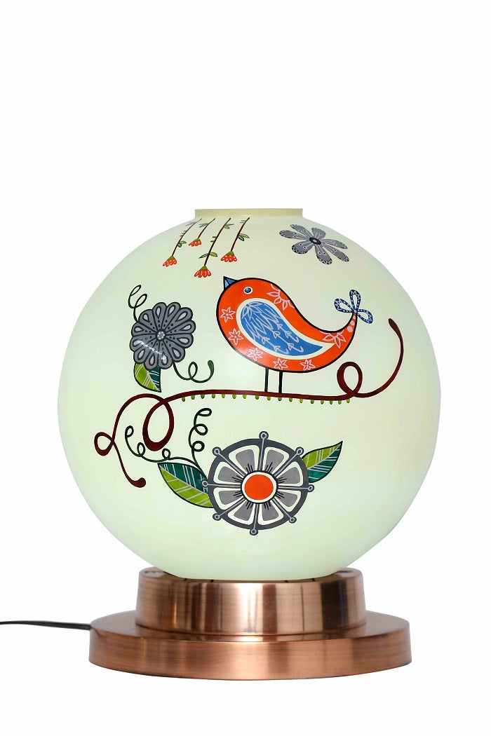 Tweet it Globe Table Lamp with Copper Antique Finish Metal Base