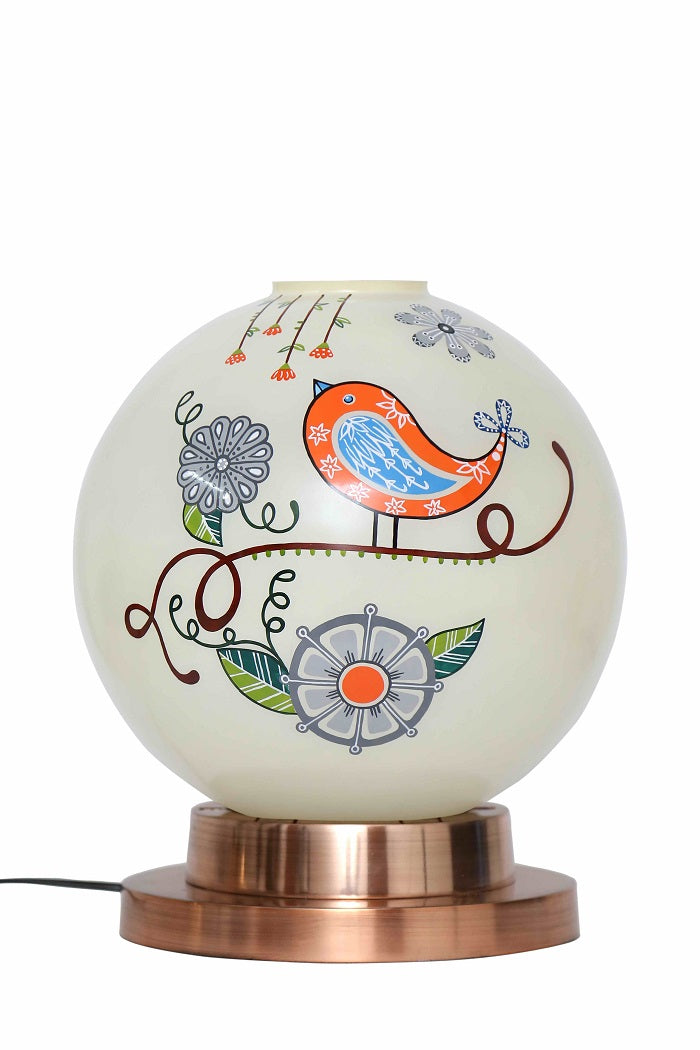 Tweet it Globe Table Lamp with Copper Antique Finish Metal Base