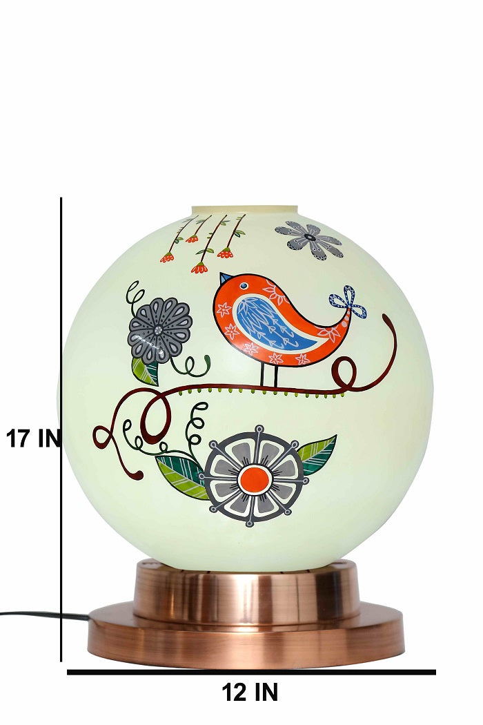 Tweet it Globe Table Lamp with Copper Antique Finish Metal Base