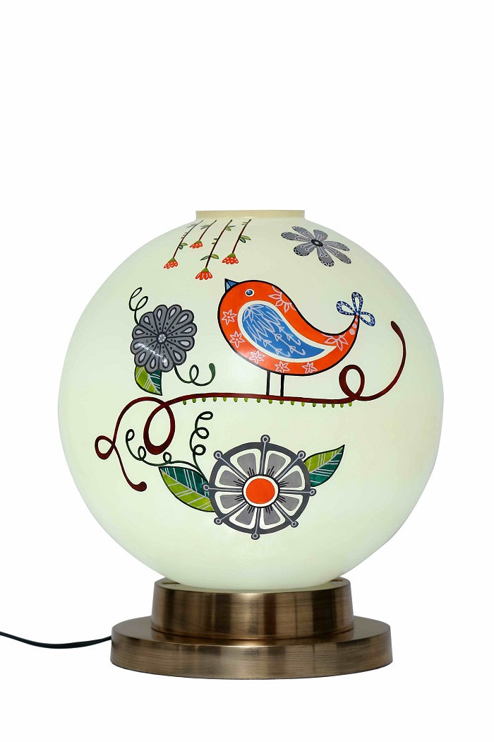 Tweet it Globe Table Lamp with Brass Antique Finish Metal Base