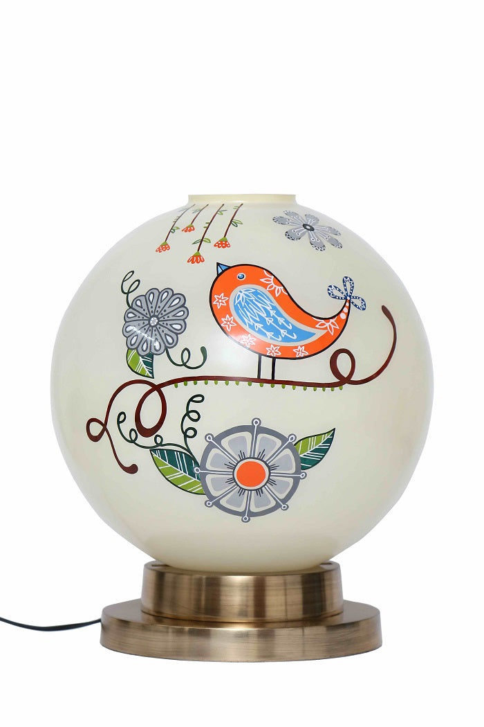 Tweet it Globe Table Lamp with Brass Antique Finish Metal Base