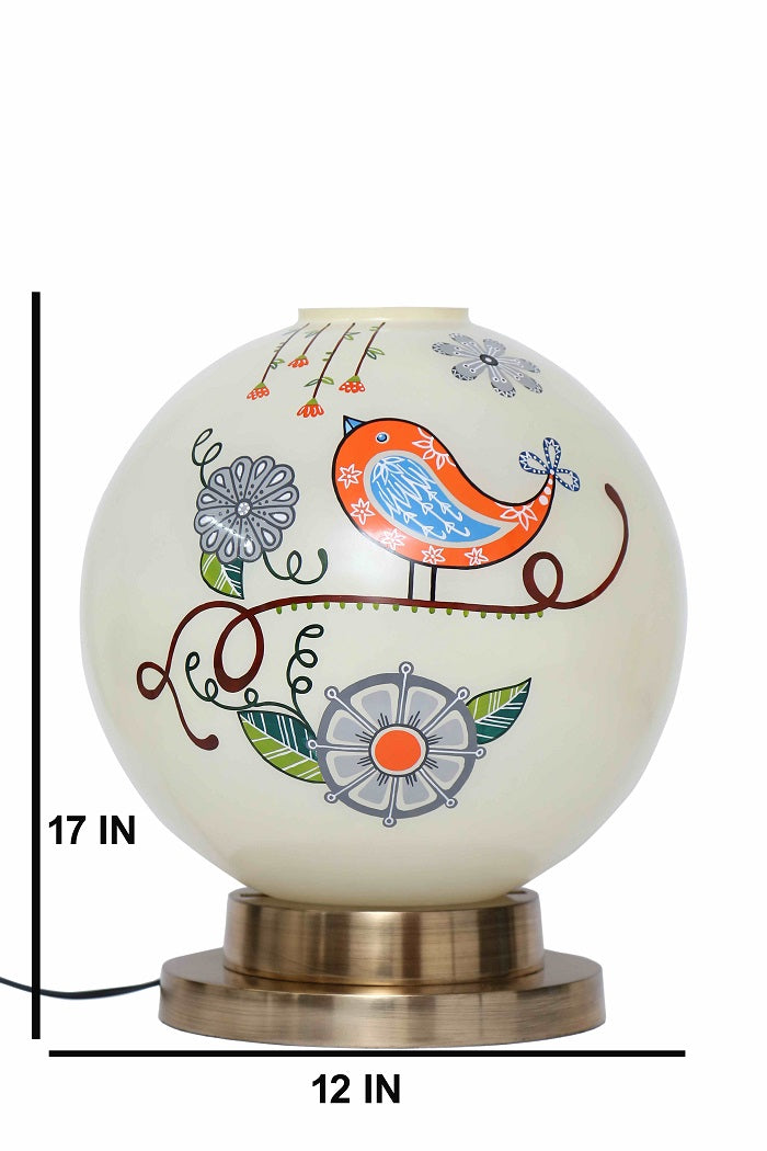 Tweet it Globe Table Lamp with Brass Antique Finish Metal Base