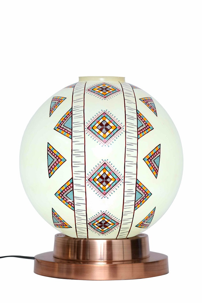 Aesthetic Globe Table Lamp with Copper Antique Finish Metal Base
