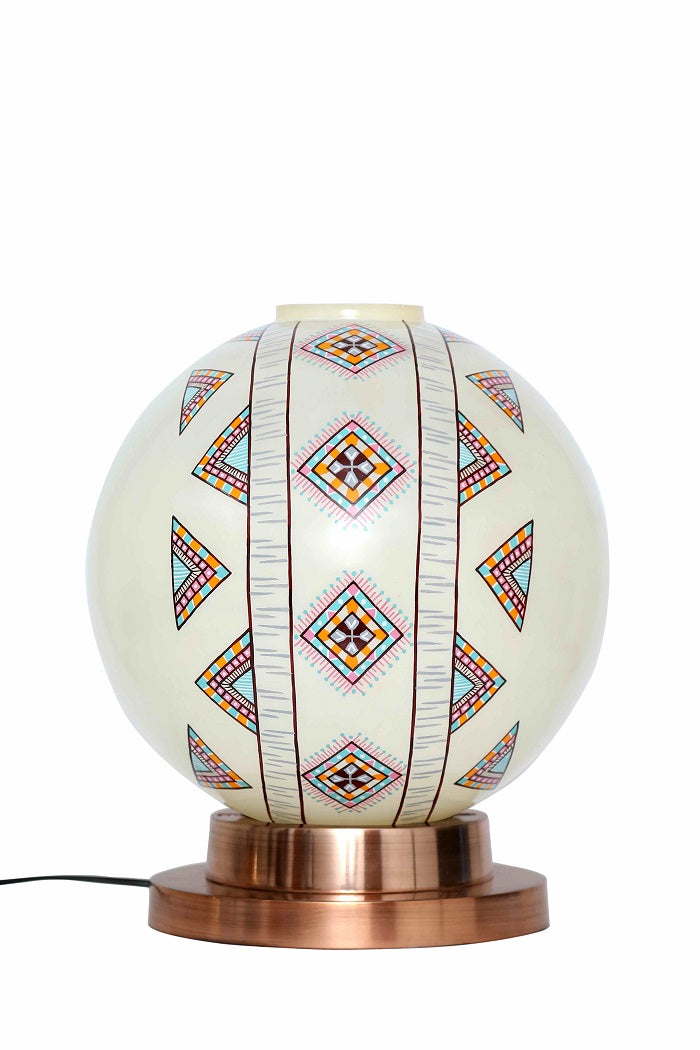 Aesthetic Globe Table Lamp with Copper Antique Finish Metal Base