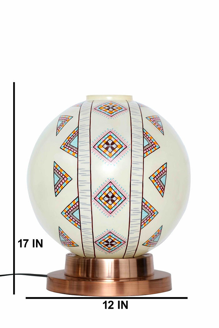 Aesthetic Globe Table Lamp with Copper Antique Finish Metal Base