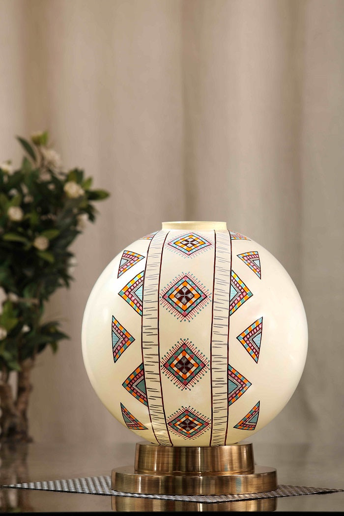 Aesthetic Globe Table Lamp with Brass Antique Metal Base
