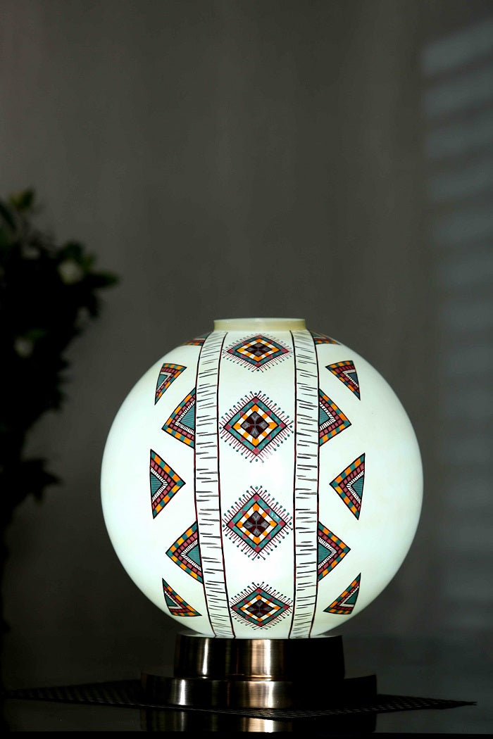 Aesthetic Globe Table Lamp with Brass Antique Metal Base