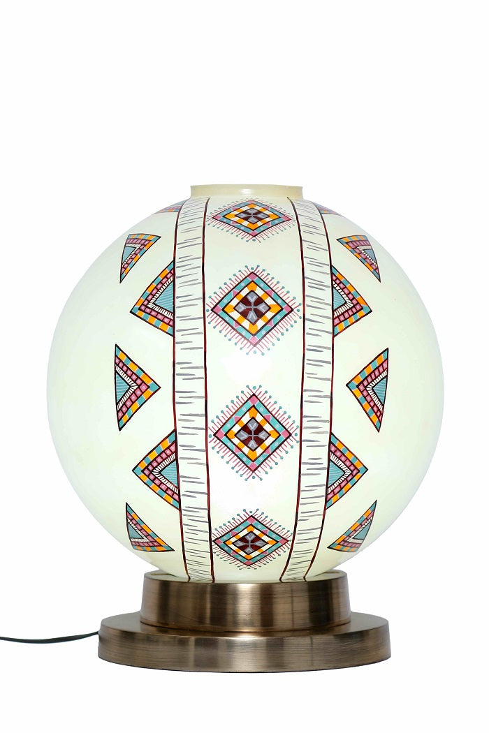 Aesthetic Globe Table Lamp with Brass Antique Metal Base