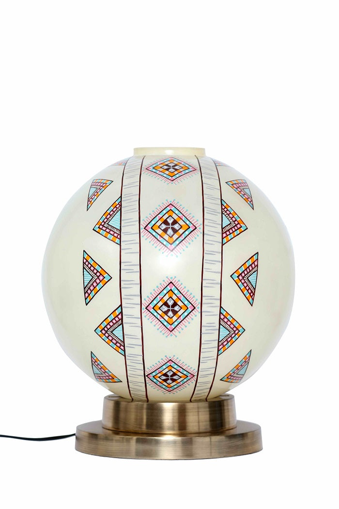 Aesthetic Globe Table Lamp with Brass Antique Metal Base