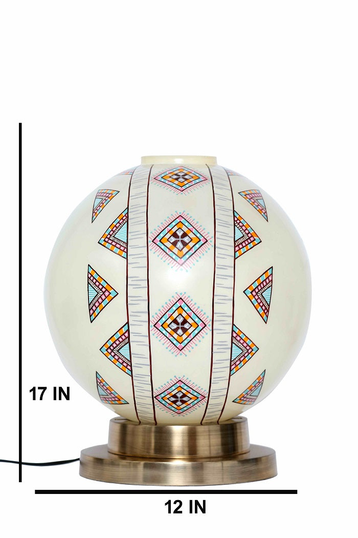 Aesthetic Globe Table Lamp with Brass Antique Metal Base