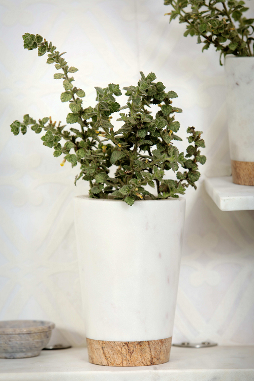 Small Brown and White Glass Marble Planter