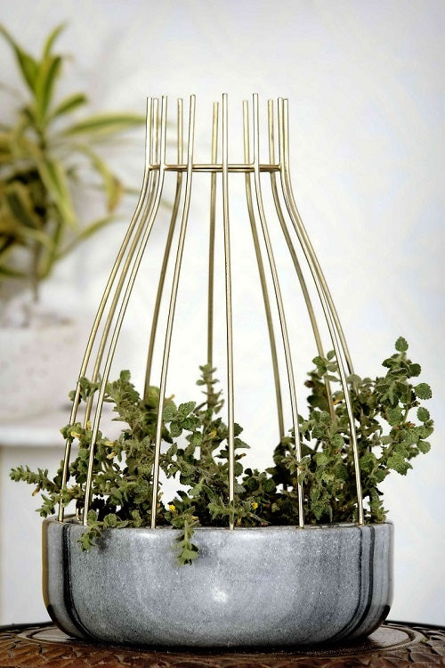Grey Marble Base with Copper Metal Web Planter