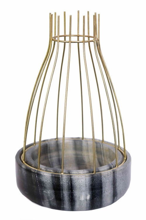 Grey Marble Base with Copper Metal Web Planter
