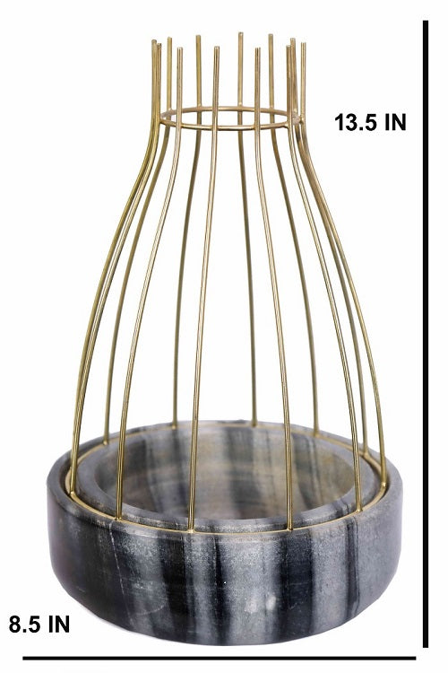 Grey Marble Base with Copper Metal Web Planter
