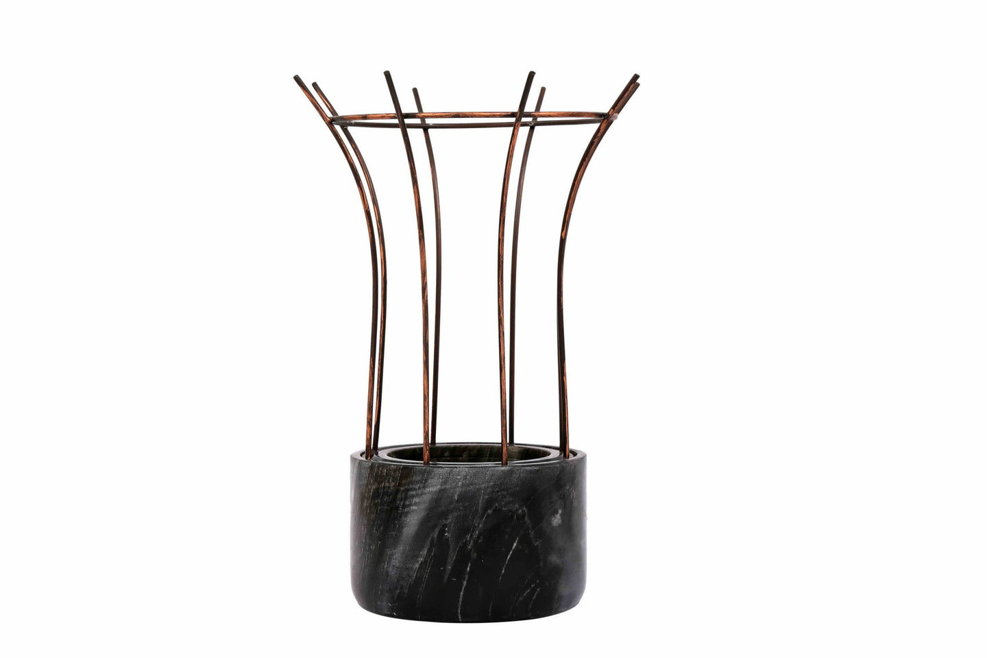 Grey Marble Base with Copper Antique Metal Reticulation Planter