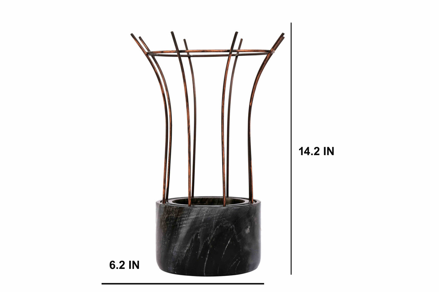 Grey Marble Base with Copper Antique Metal Reticulation Planter