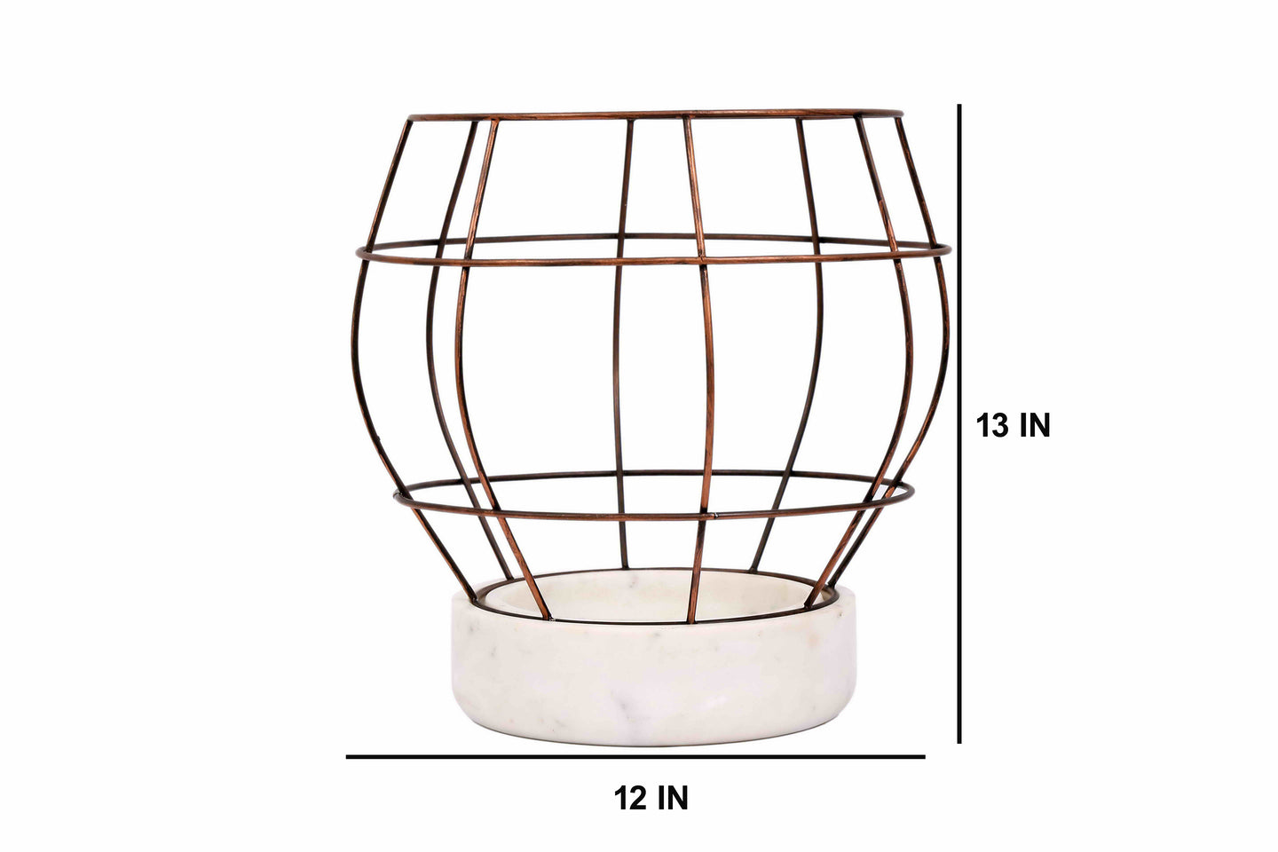 White Marble Base with Copper Antique Metal Net Planter