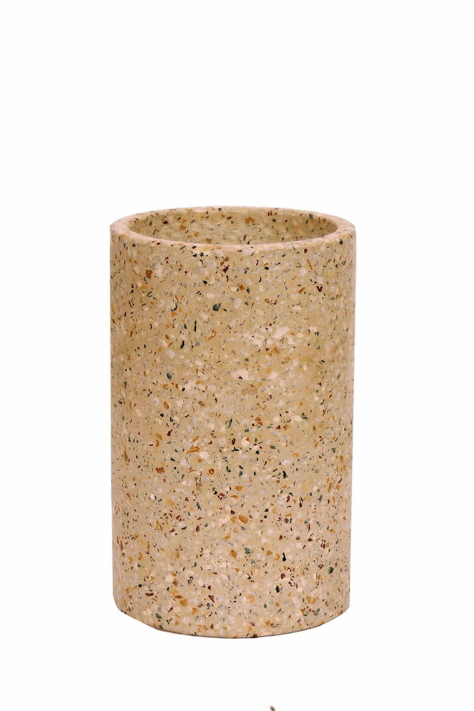 Beige Cylinder Terrazzo Planter