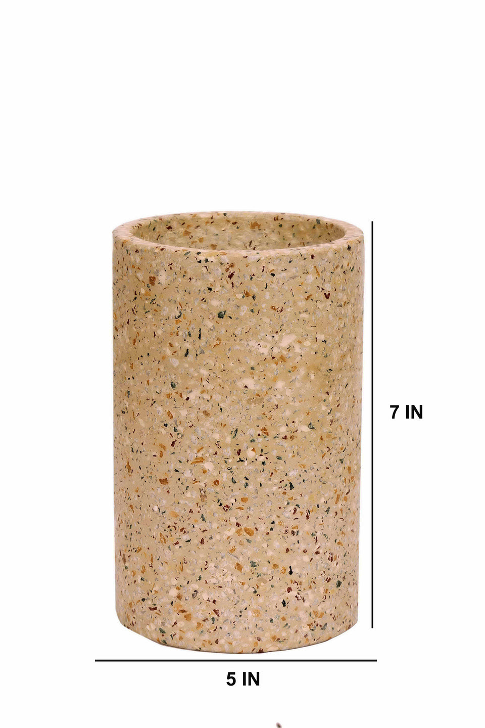 Beige Cylinder Terrazzo Planter