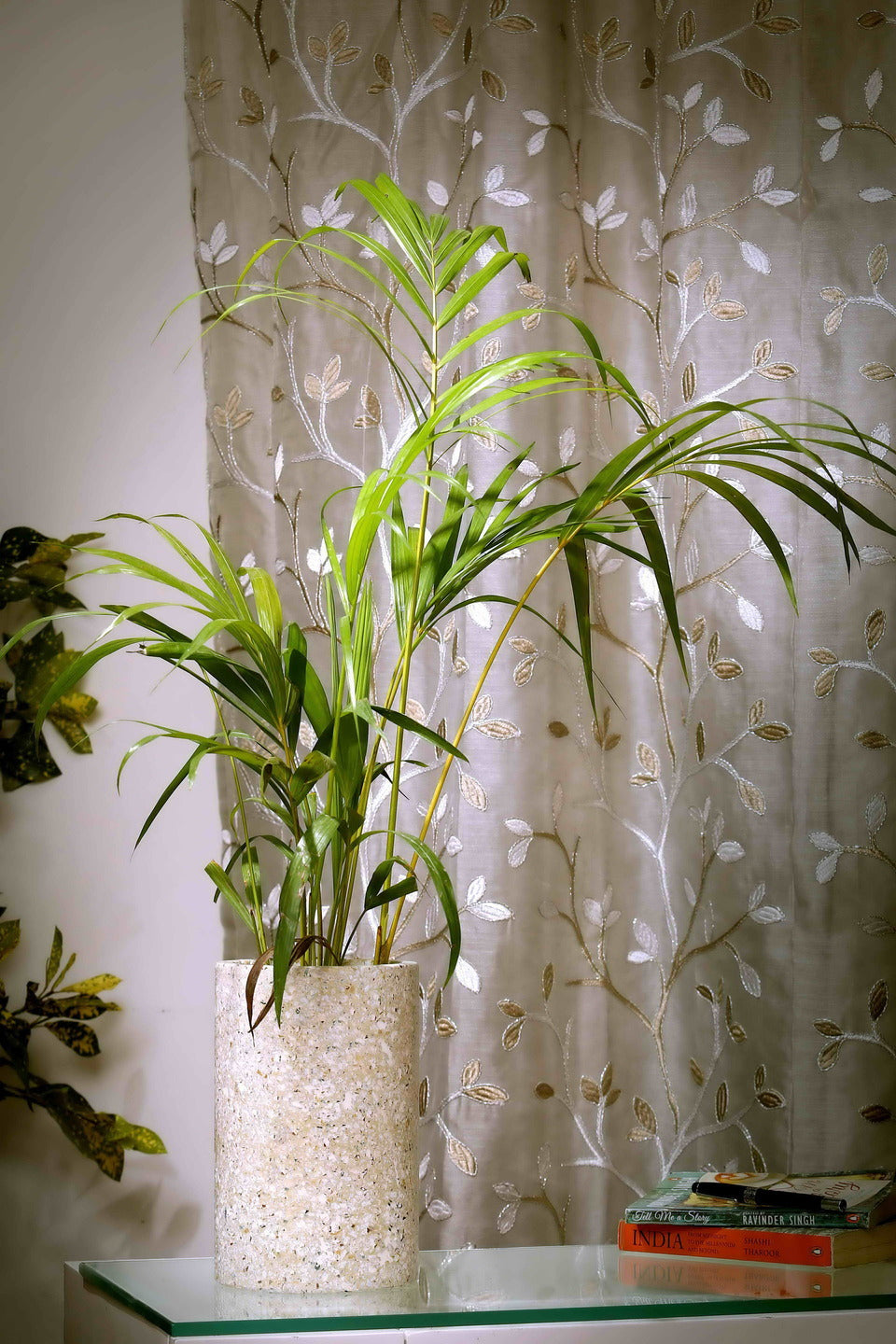 Beige Big Cylinder Terrazzo Planter