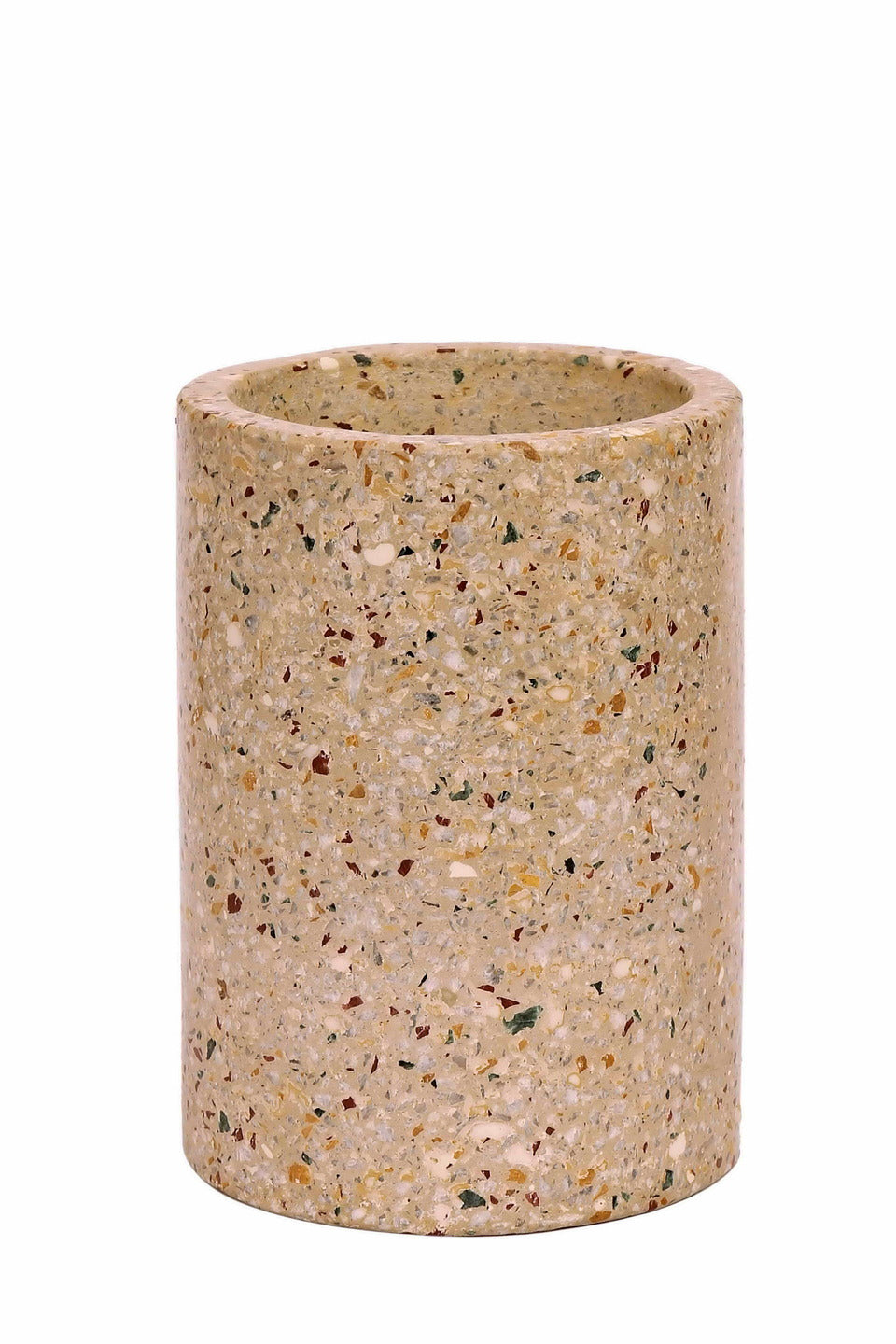 Beige Big Cylinder Terrazzo Planter