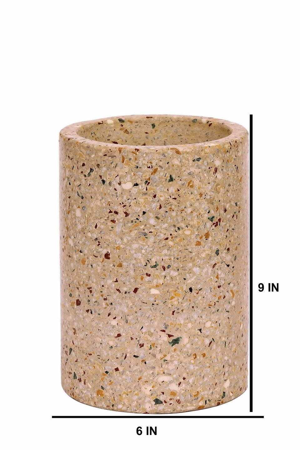 Beige Big Cylinder Terrazzo Planter