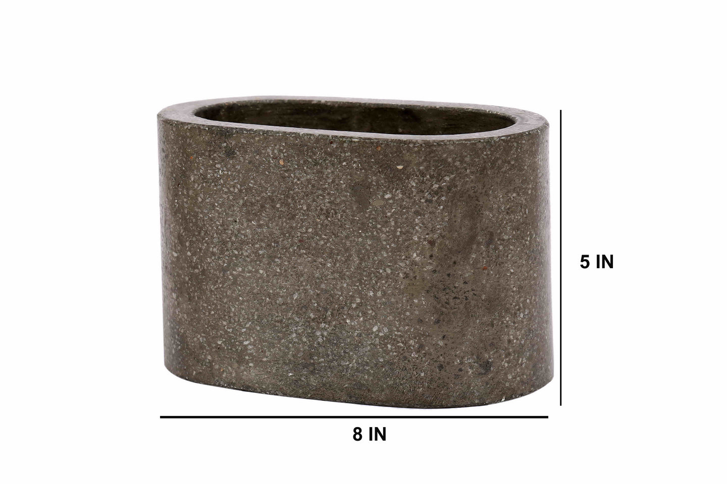 Dark Grey Ovallong Terrazzo Planter