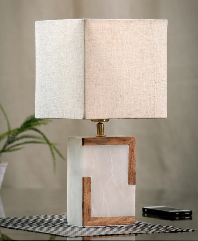 Wooden Corners Marble Table Lamp