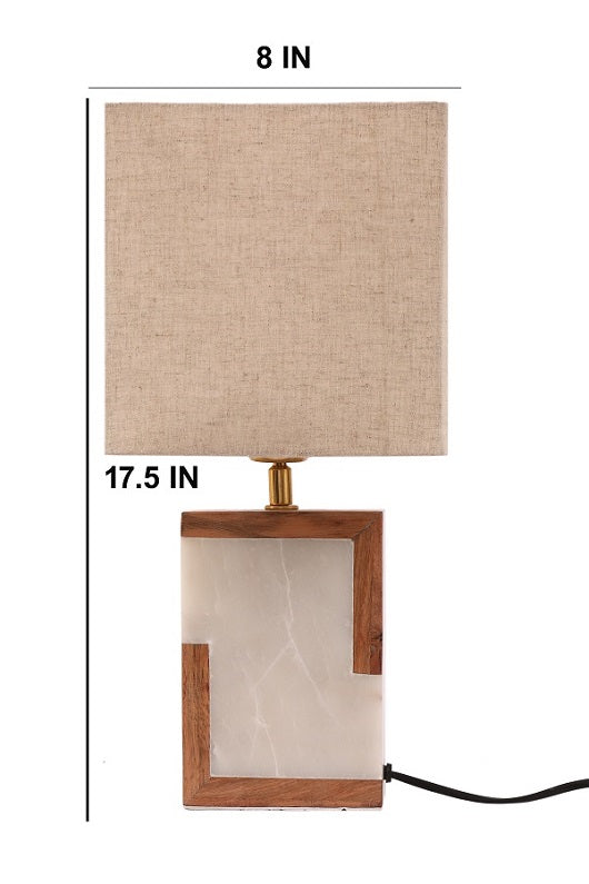Wooden Corners Marble Table Lamp