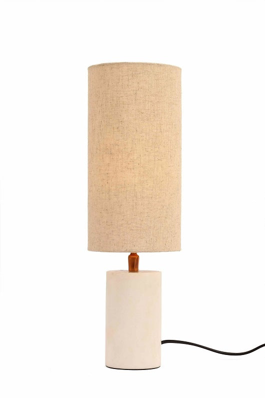 Log marble Table Lamp with Biege Shade