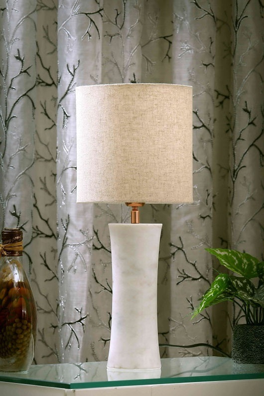 Concave Shape Marble Table Lamp with Beige shade