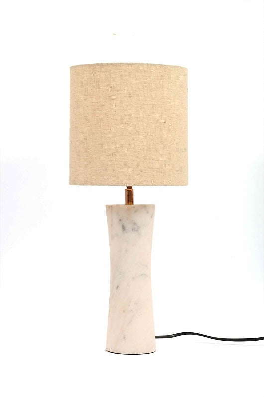 Concave Shape Marble Table Lamp with Beige shade