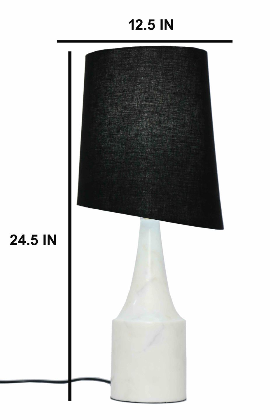 Marble Carboy Table Lamp with Black Slant Fabric Shade