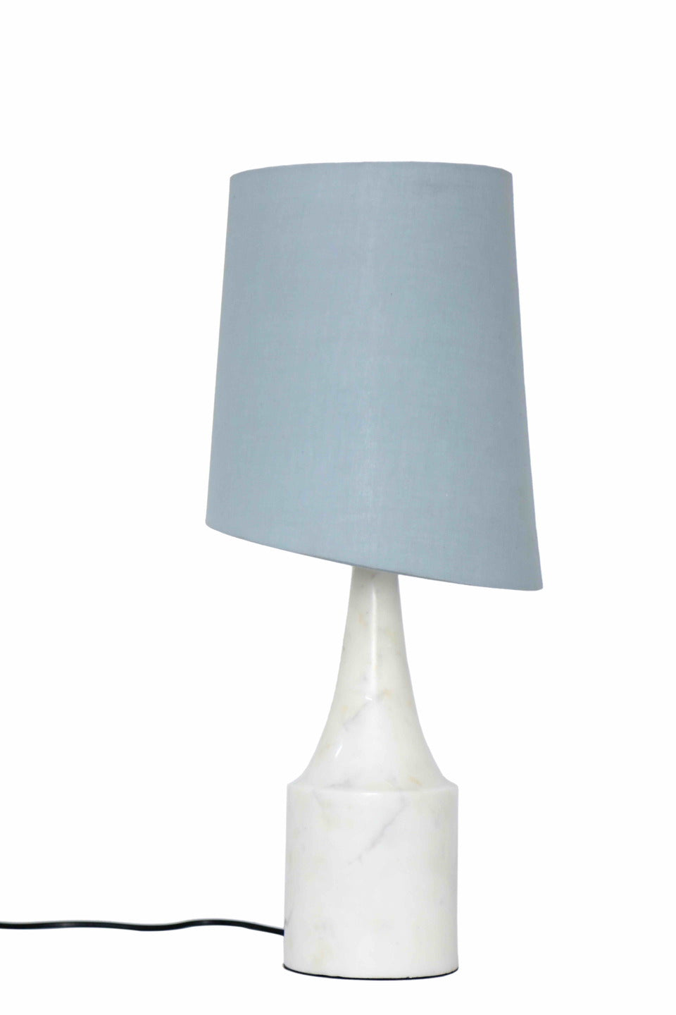 Marble Carboy Table Lamp with Grey Slant Fabric Shade